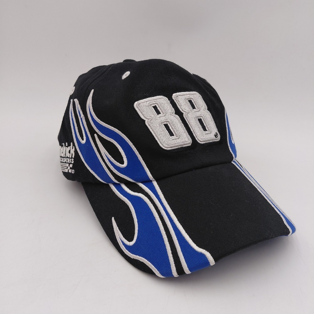 NASCAR Dale Earnhardt Jr 88 Hendrick Motorsports Blue Flame Black Adjustable Hat
